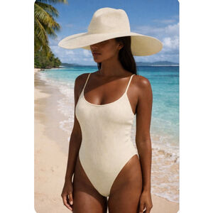 NWT Nordstrom Ivory Straw Packable Sun Hat One Size $59